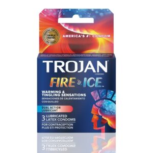Trojan Fire & Ice Dual Action Condoms - 6-Pack Retail Bundle (3 Count Boxes)