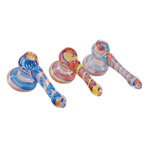 BUB-239 5.5" Hammer Snaked Bubbler – 3-Tone Worked Borosilicate Glass Water Pipe