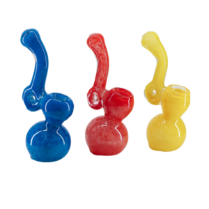BUB-447 Striped & Solid Mix Bubbler - 5.5" Hand-Blown Glass with Center-Hole Design