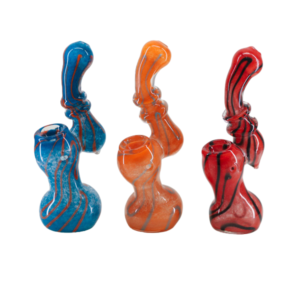 BUB-493 Solid Color Snake Stripe Bubbler - 6" Hand-Blown Borosilicate Glass