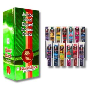 Blunt Black Jumbo Hand-Dipped Incense Sticks - 24 Count Retail Master Display (30 Sticks Per Pack)