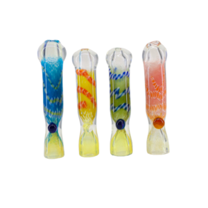 CHL-262 Triple Stripe Solid Color Chillum – 3" Hand-Blown Borosilicate One-Hitter
