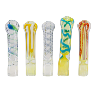 CHL-276 Rasta & Dot Chillum – 3" Hand-Blown Borosilicate Glass One-Hitter