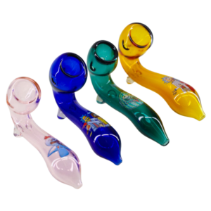 SHP-089 4.5" Character Sherlock Pipe – Worked Color Glass Hand Pipe