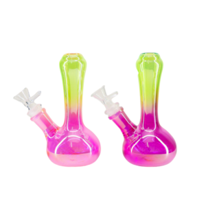 WTP-2593 Bubble Skinny Color Water Pipe - 6.5" Portable Borosilicate Glass