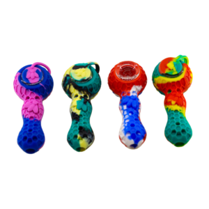 4" Silicone "Honey Bee" Hand Pipe - 3-in-1 Hybrid System with Dab Tool & Ceramic Tip (GHP-639)