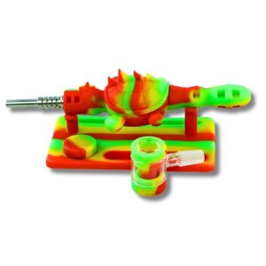 Silicone Turtle Honey Collector Kit - 3D Novelty Dab Rig with Titanium Tip (Nectar Collector)
