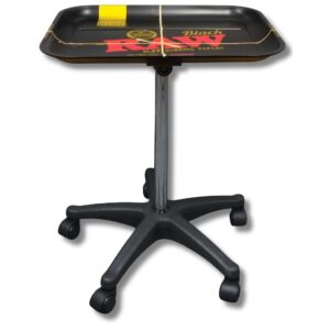 RAW XXL Rolling Tray Table with Adjustable Height Stand - "The Rolling Station"