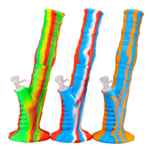 14" Slanted Ridged Silicone Water Pipe - Ergonomic Heavy-Duty Series (SIL-050)