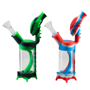 SIL-080 8" ALIEN SILIC0NE/GLASS GLOW-IN-THE-DARK WATER PIPE SKU 111562