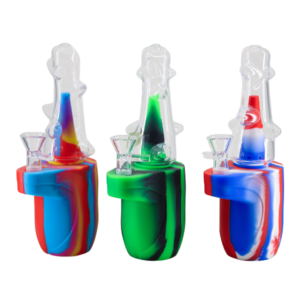 SIL-131 7.5" SILICONE & GLASS SPIKEY WATER PIPE SKU 113708
