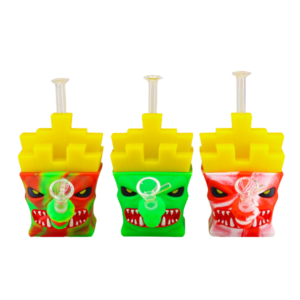 SIL-162 7" ANGRY FRENCH FRY SILICONE WATER PIPE SKU 114601