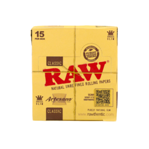 RAW Artesano King Size Slim Rolling Papers - 15 Count Full Display Box