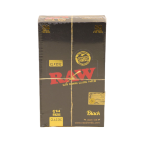 RAW Black 1 1/4 Rolling Papers - 24 Count Premium Retail Display (50 Leaves Per Pack)