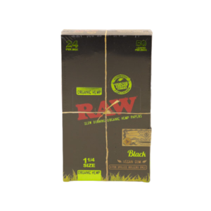 RAW Black Organic Hemp 1 1/4 Rolling Papers - 24 Count Retail Master Display (50 Leaves Per Pack)