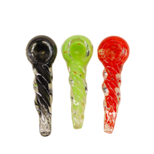 3.5" Twisted Mix Clear Glass Hand Pipe (GHP-1869)