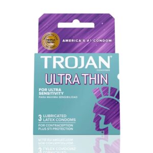 Trojan Ultra Thin Lubricated Condoms (3-Count Pack / 6-Pack Display)
